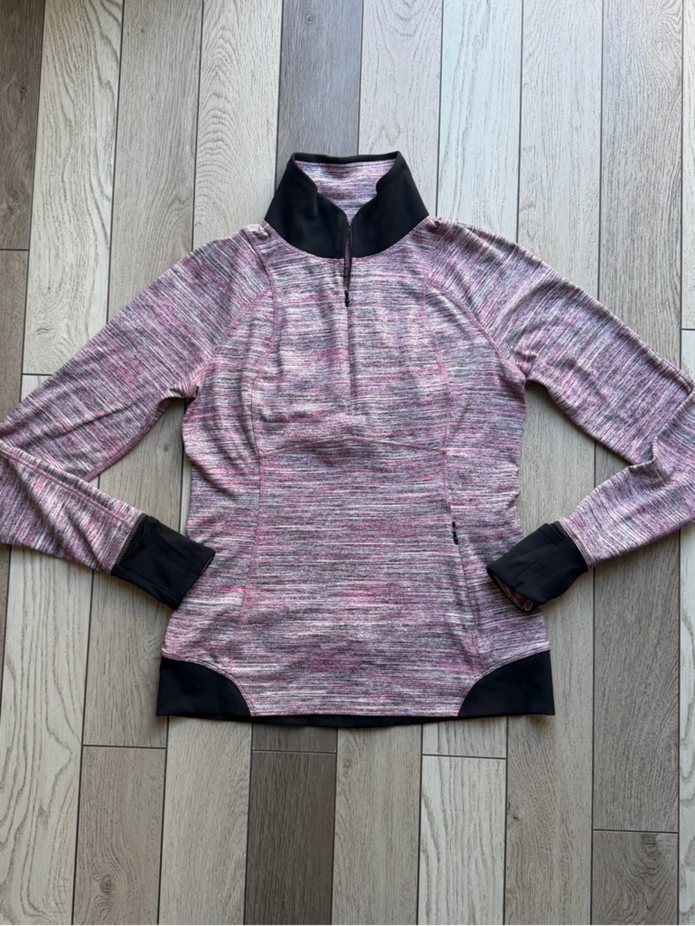 Lululemon Heathered Pink Quarter-Zip Pullover with Black Trim size 10